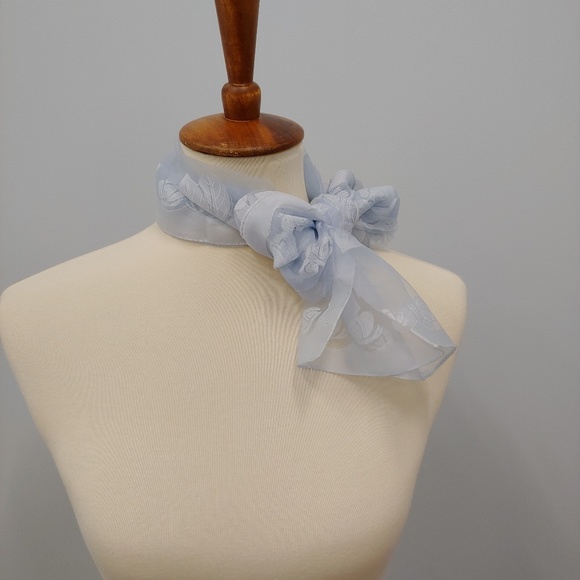 Accessories - Light Blue Scarf, Rectangular, Butterflies